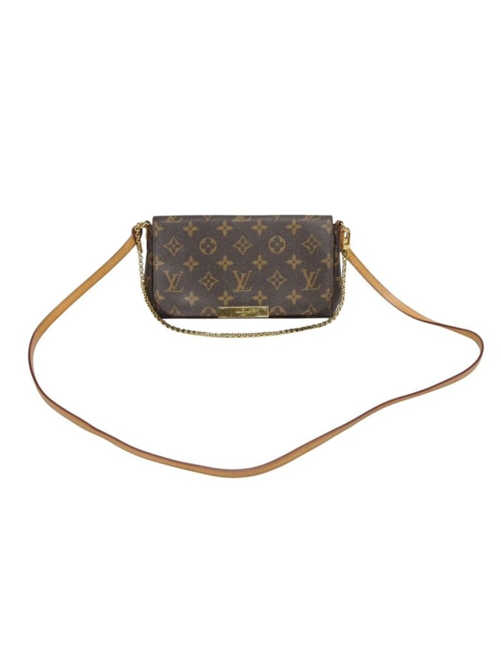 Louis Vuitton Monogram Favorite PM Shoulder Bag Brown Gold
